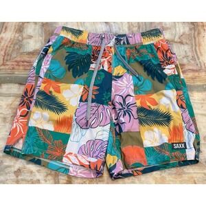 SAXX Oh Buoy 2N1 Swim Shorts Mens Multicolor Floral DropTemp Liner W/ Pouch S